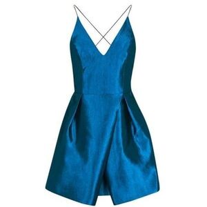 Topshop gown blue metallic dress